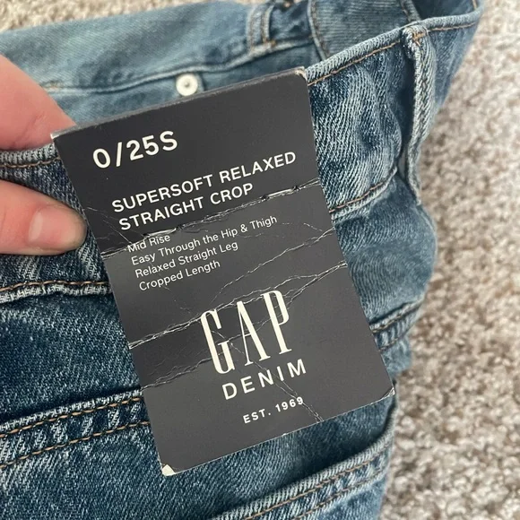 GAP Denim Supersoft Relaxed Straight Crop Jeans‎ Medium Wash 25/0 Short - Picture 5 of 6